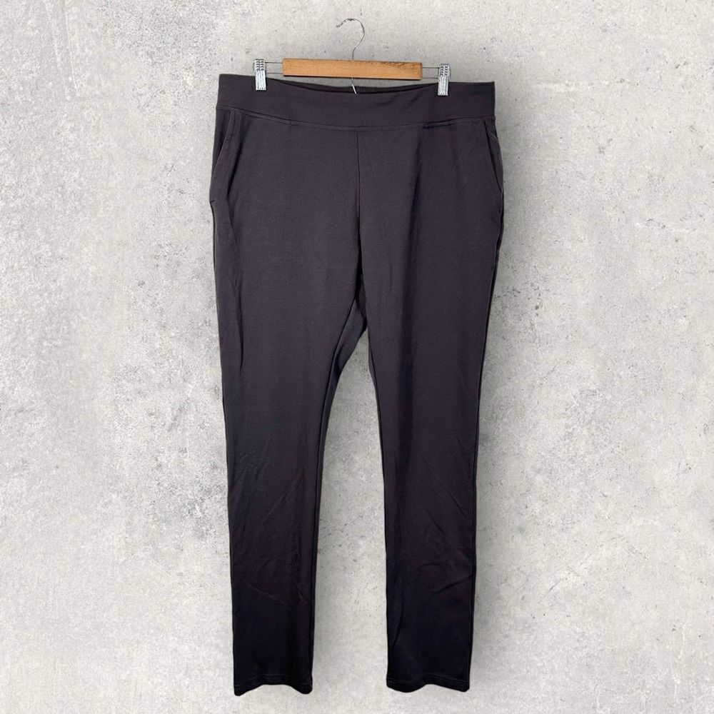Pendleton Stretch Knit Pants Dark Taupe Brown Gray Straight Leg Pull On XL